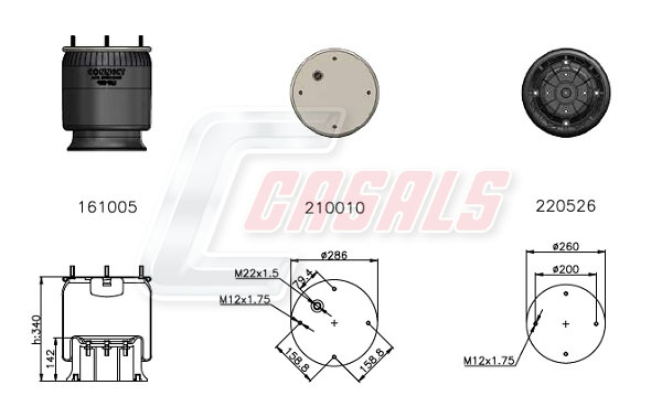 Burduf, suspensie pneumatica B2447 CASALS