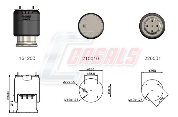 Burduf, suspensie pneumatica B2496 CASALS