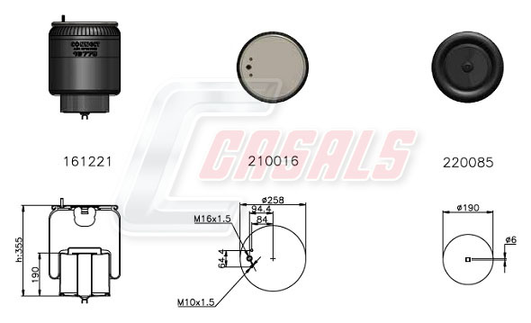 Burduf, suspensie pneumatica B2578 CASALS