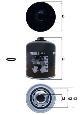 Element filtrant uscator aer, compresor AL 41 METAL LEVE