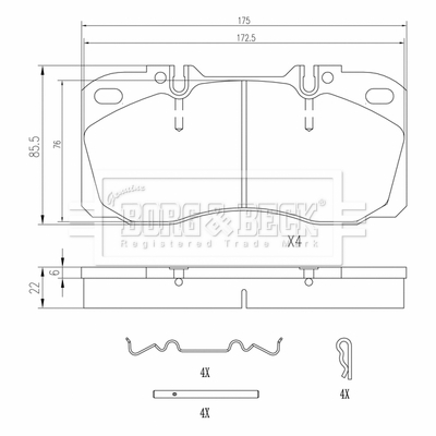 Set placute frana,frana disc BBP33006 BORG & BECK