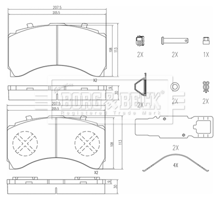 Set placute frana,frana disc BBP33009HD BORG & BECK