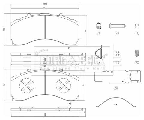 Set placute frana,frana disc BBP33015HD BORG & BECK