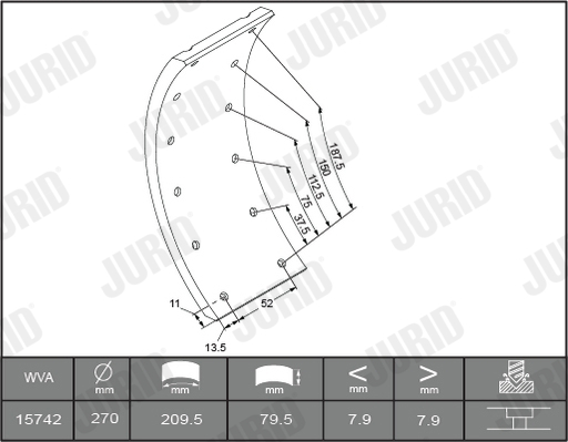Set garnituri de frictiune, frana tambur 1503005460 JURID