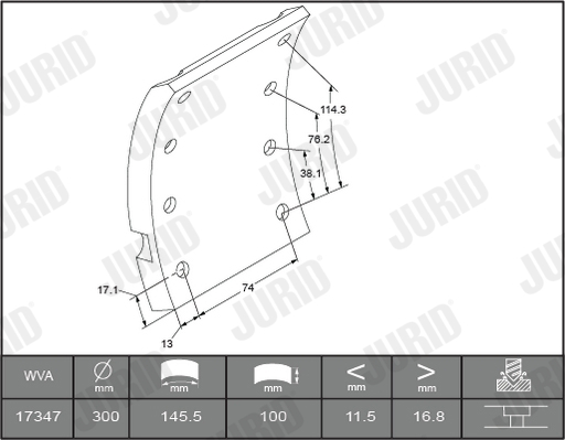 Set garnituri de frictiune, frana tambur 1734705380 JURID