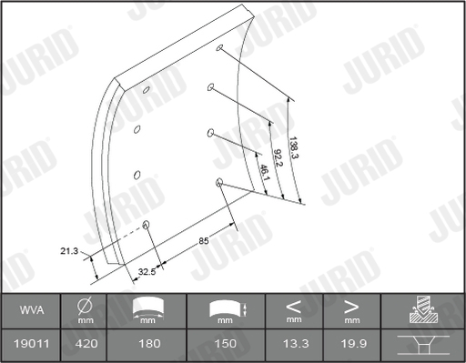 Set garnituri de frictiune, frana tambur 1901005700 JURID