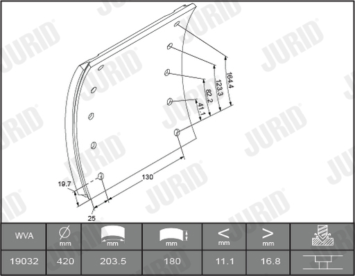 Set garnituri de frictiune, frana tambur 1903201070 JURID