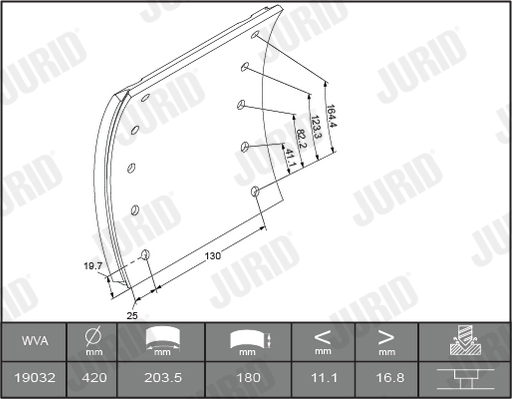 Set garnituri de frictiune, frana tambur 1903211070 JURID