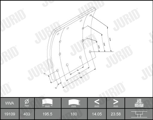 Set garnituri de frictiune, frana tambur 1910901230 JURID