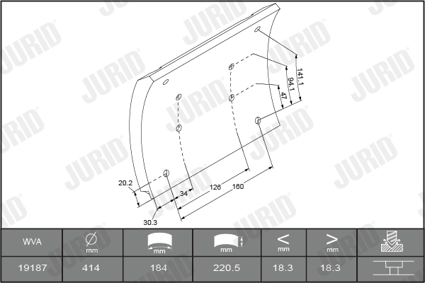 Set garnituri de frictiune, frana tambur 1918701070 JURID
