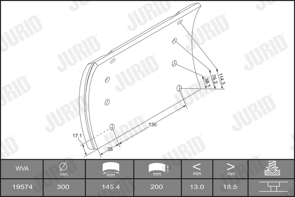 Set garnituri de frictiune, frana tambur 1957401070 JURID