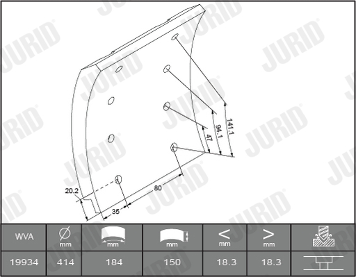 Set garnituri de frictiune, frana tambur 1993401230 JURID