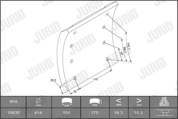 Set garnituri de frictiune, frana tambur 1993511070 JURID