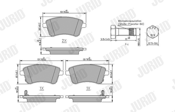 set placute frana,frana disc 572657J JURID