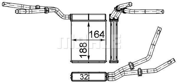 Schimbator caldura, incalzire habitaclu WG2180077 WILMINK GROUP