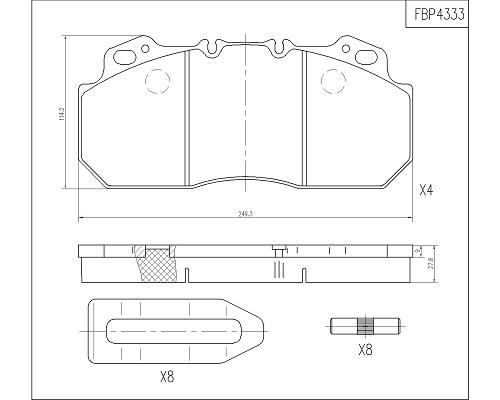 Set placute frana,frana disc FBP4333 FI.BA