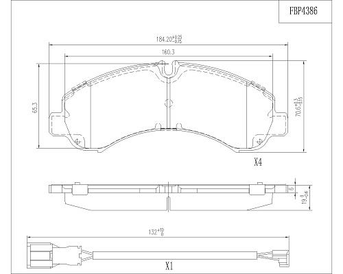 Set placute frana,frana disc FBP4386 FI.BA