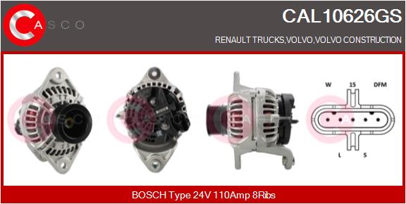 Generator / Alternator CAL10626GS CASCO