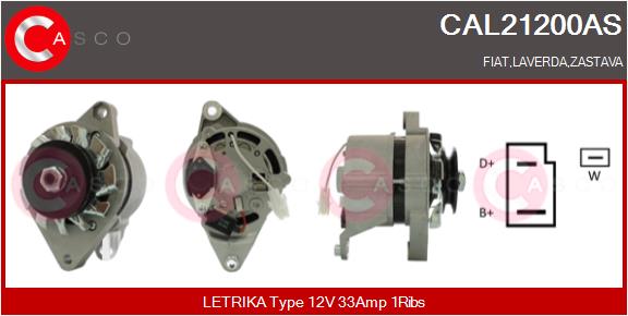 Generator / Alternator CAL21200AS CASCO