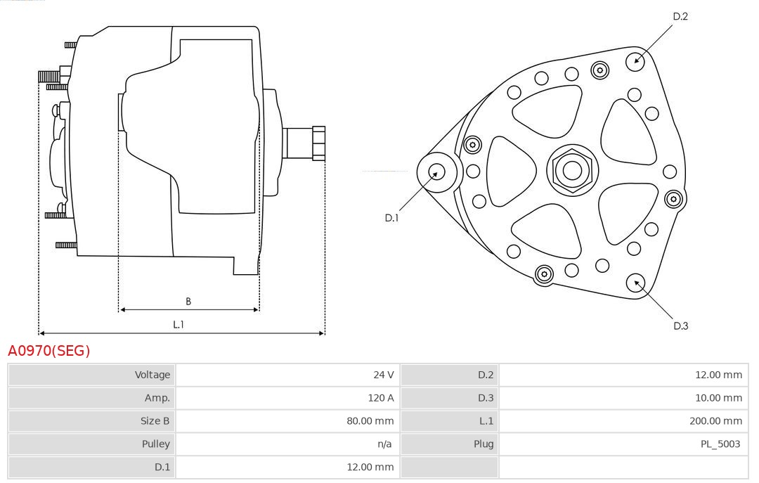 Generator / Alternator A0970(SEG) AS-PL