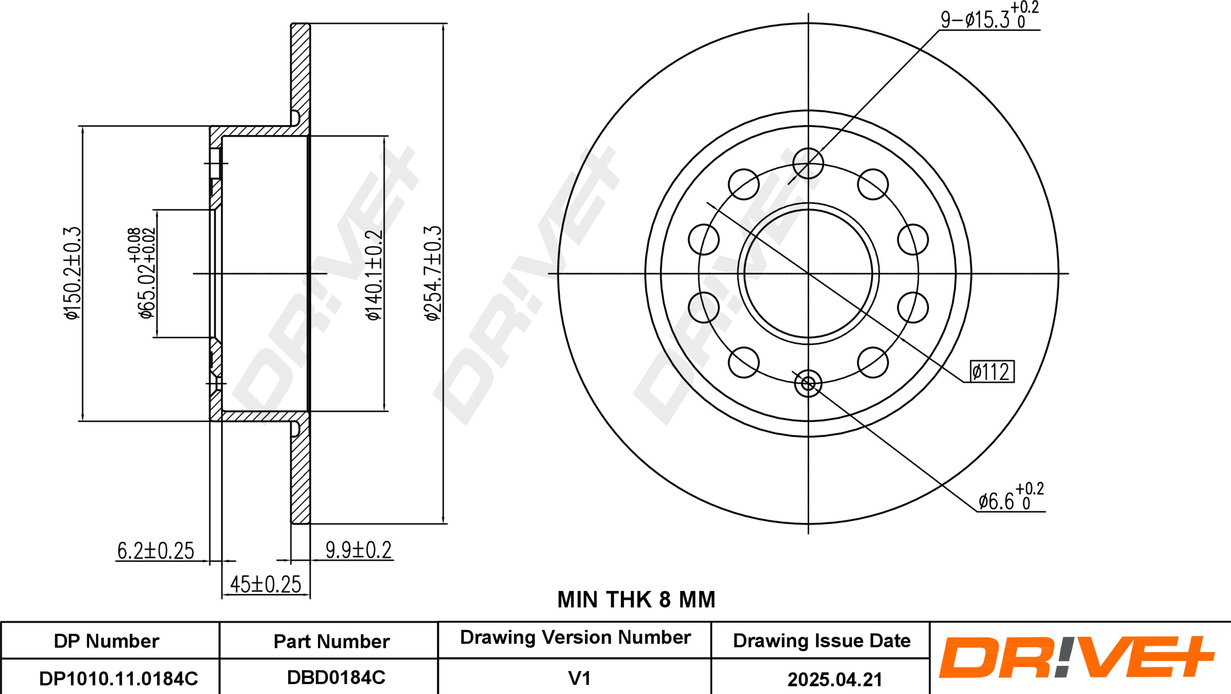 Disc frana DBD0184C Dr!ve+