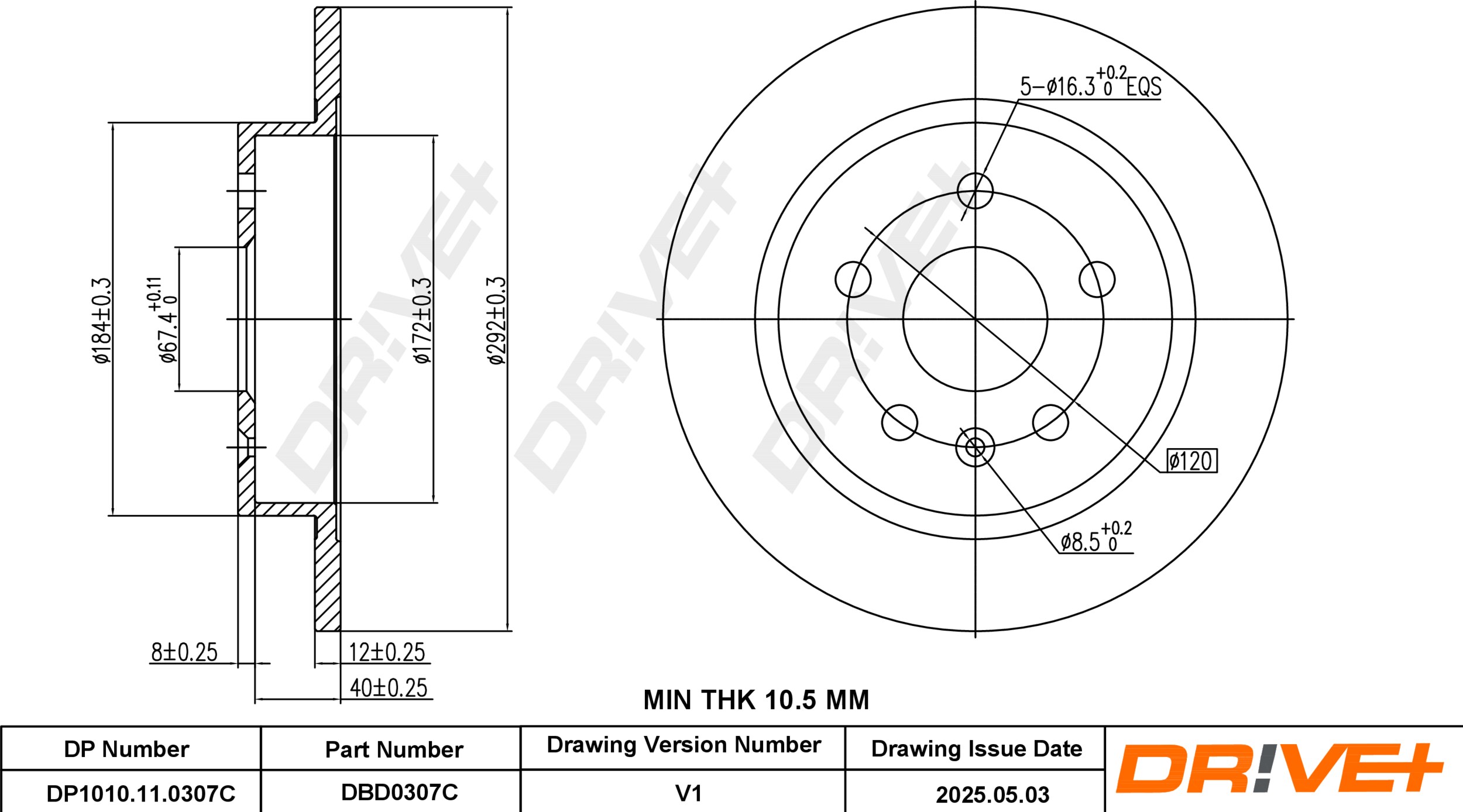 Disc frana DBD0307C Dr!ve+