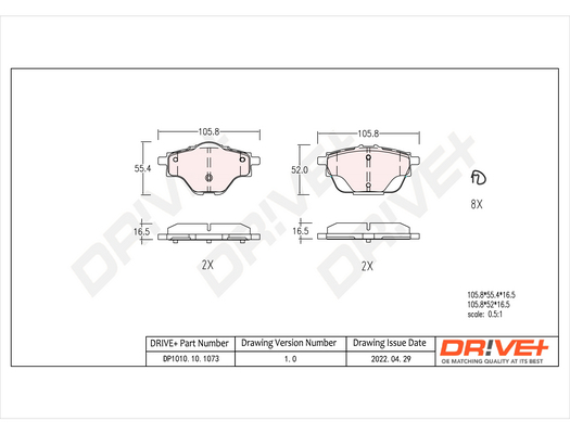 Set placute frana,frana disc DP1010.10.1073 Dr!ve+