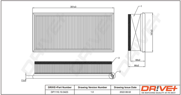 Filtru aer DP1110.10.0423 Dr!ve+