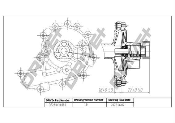 Pompă de apă, răcire motor DP2310.10.080 Dr!ve+