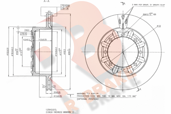 Disc frana 78RBD16330 R BRAKE
