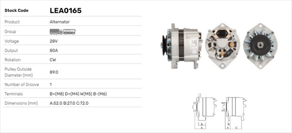 Generator / Alternator LEA0165 LUSA