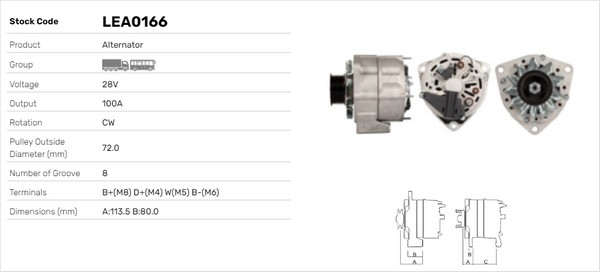 Generator / Alternator LEA0166 LUSA