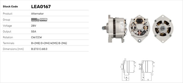 Generator / Alternator LEA0167 LUSA