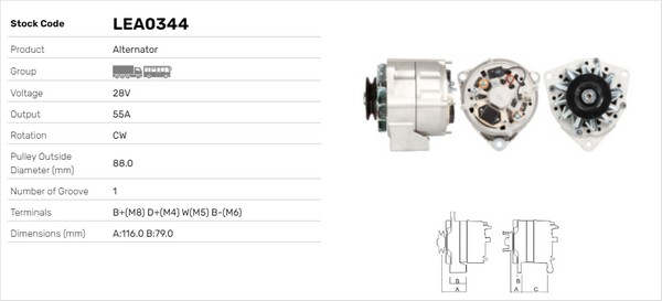 Generator / Alternator LEA0344 LUSA