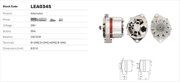 Generator / Alternator LEA0345 LUSA