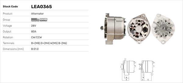 Generator / Alternator LEA0365 LUSA