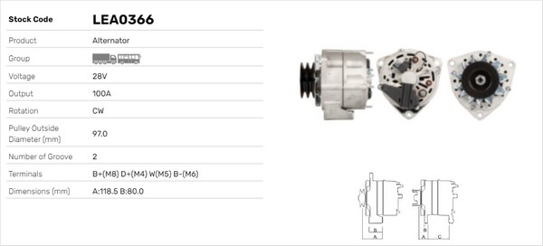 Generator / Alternator LEA0366 LUSA