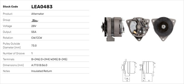 Generator / Alternator LEA0483 LUSA