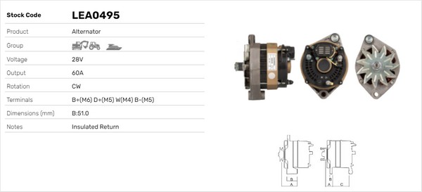 Generator / Alternator LEA0495 LUSA