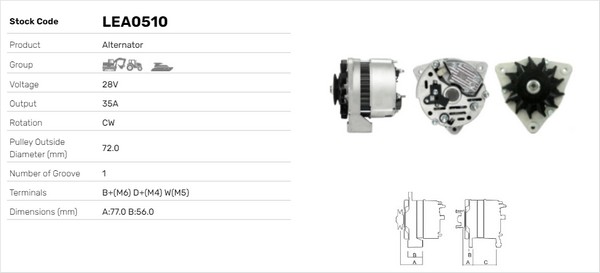 Generator / Alternator LEA0510 LUSA
