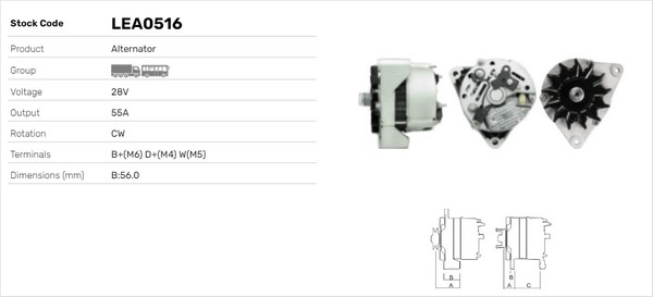 Generator / Alternator LEA0516 LUSA