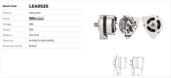 Generator / Alternator LEA0525 LUSA