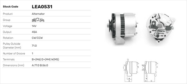 Generator / Alternator LEA0531 LUSA