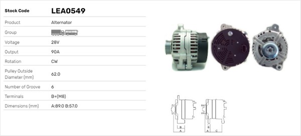 Generator / Alternator LEA0549 LUSA