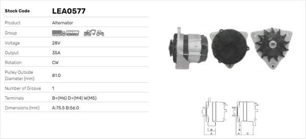 Generator / Alternator LEA0577 LUSA