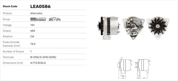 Generator / Alternator LEA0586 LUSA