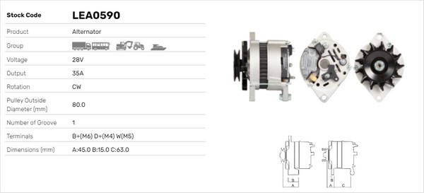Generator / Alternator LEA0590 LUSA