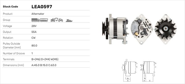 Generator / Alternator LEA0597 LUSA
