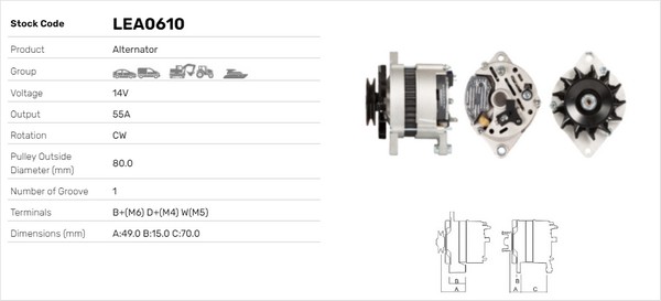 Generator / Alternator LEA0610 LUSA