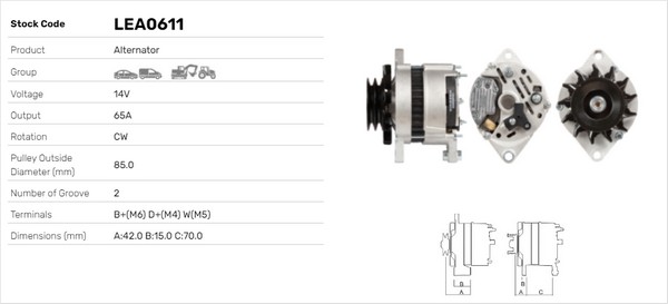 Generator / Alternator LEA0611 LUSA
